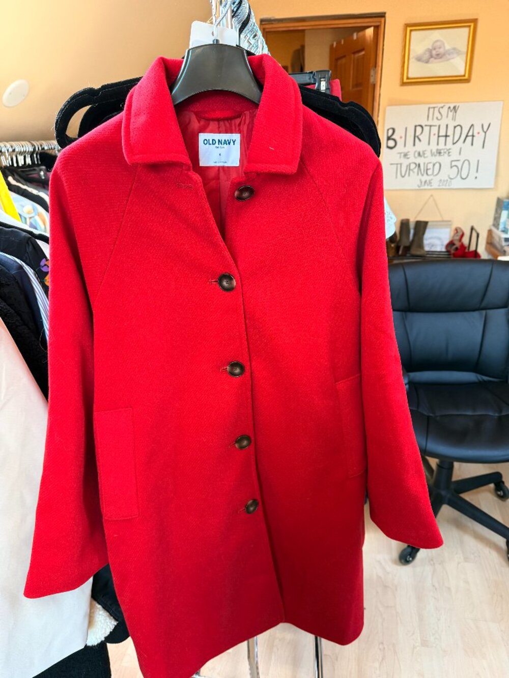 Bright Red Pea Coat
